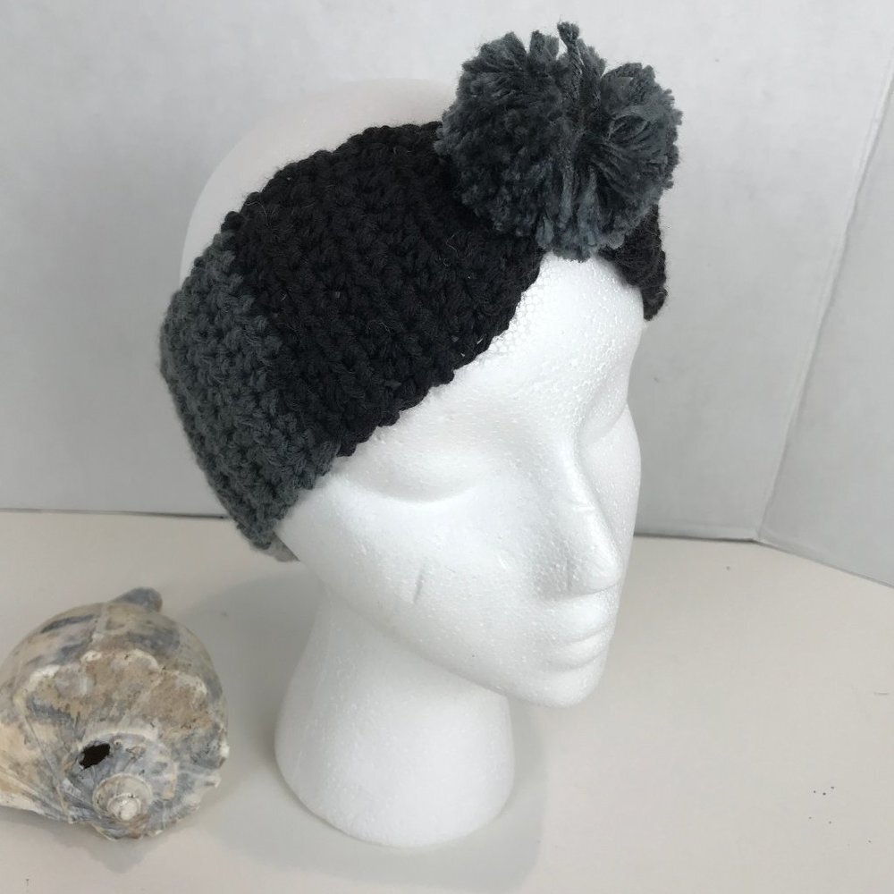 🌴 Handmade Pom Pom Grey Headband